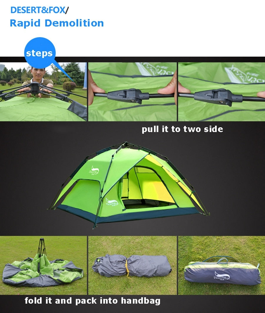 Desert&Fox 3-4 Person, Fast Setup Backpacking Tent