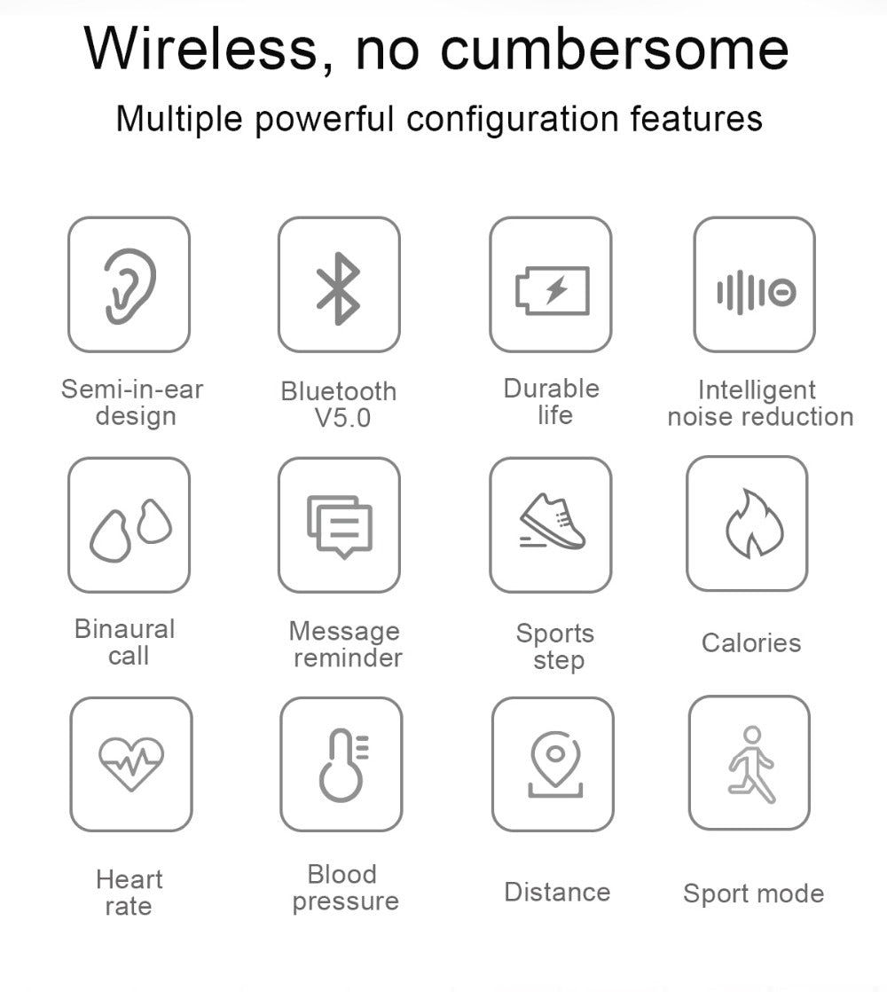 Smart Watch w/ Integrated Wireless Ear Buds