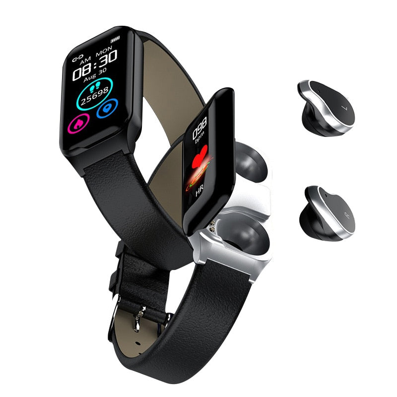 Smart Watch w/ Integrated Wireless Ear Buds